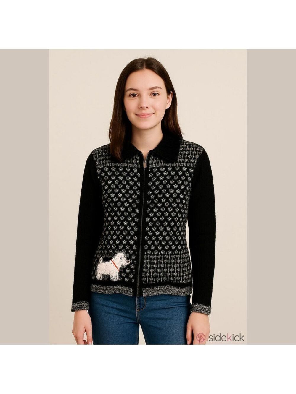 Vintage Scottie Dog Sweater Cardigan cottagecore granny teachercore classic